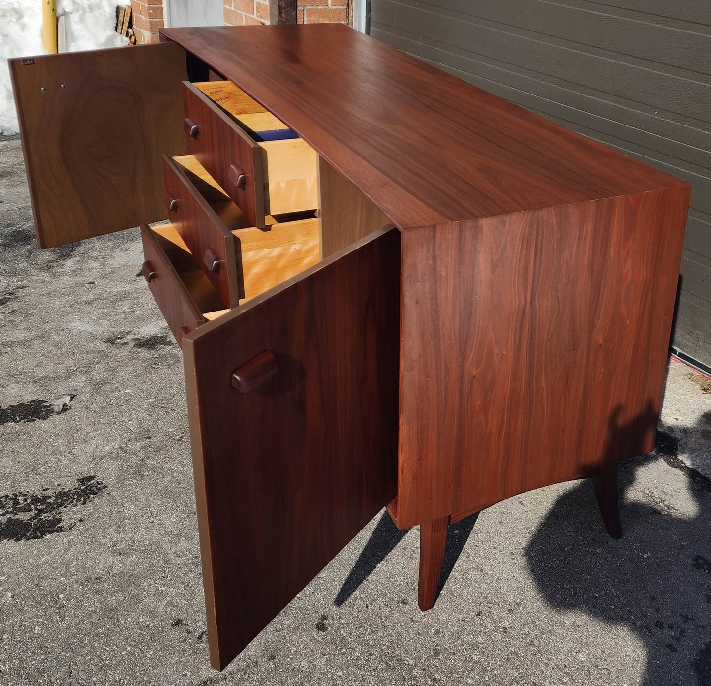 REFINISHED Mid Century Modern Walnut Sideboard by Russell Spanner, 68"