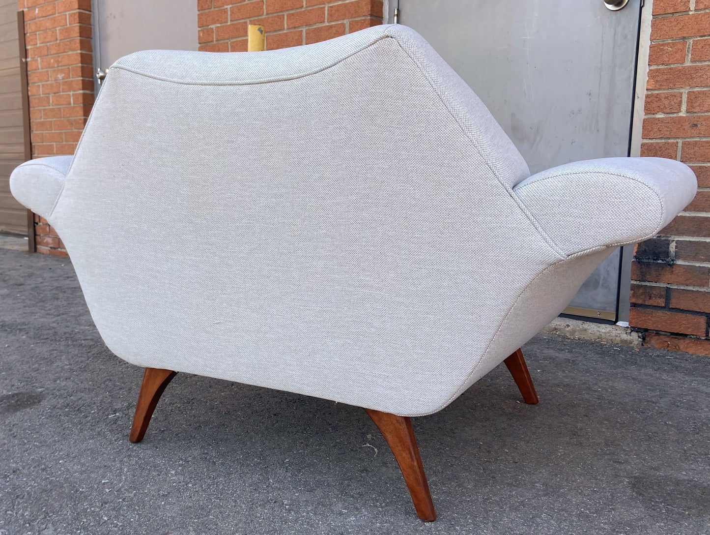 REFINISHED REUPHOLSTERED in Maharam MCM Gondola Sofa & Armchair by L. Tiengo, Perfect
