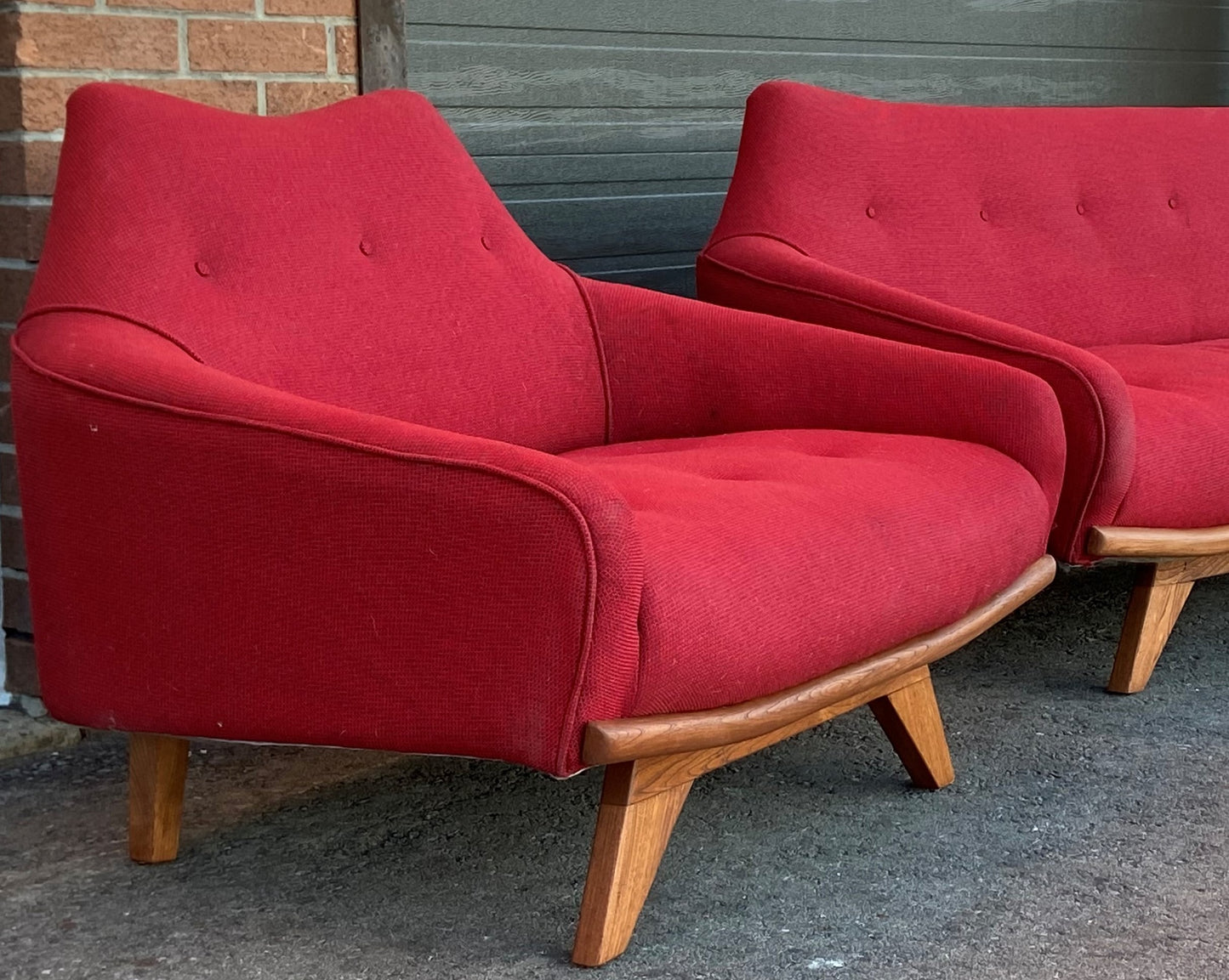 RESTORED Mid Century Modern A. Pearsall Style Gondola Sofa & Lounge Chair