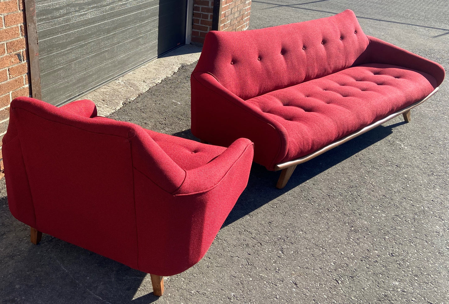 RESTORED Mid Century Modern A. Pearsall Style Gondola Sofa & Lounge Chair