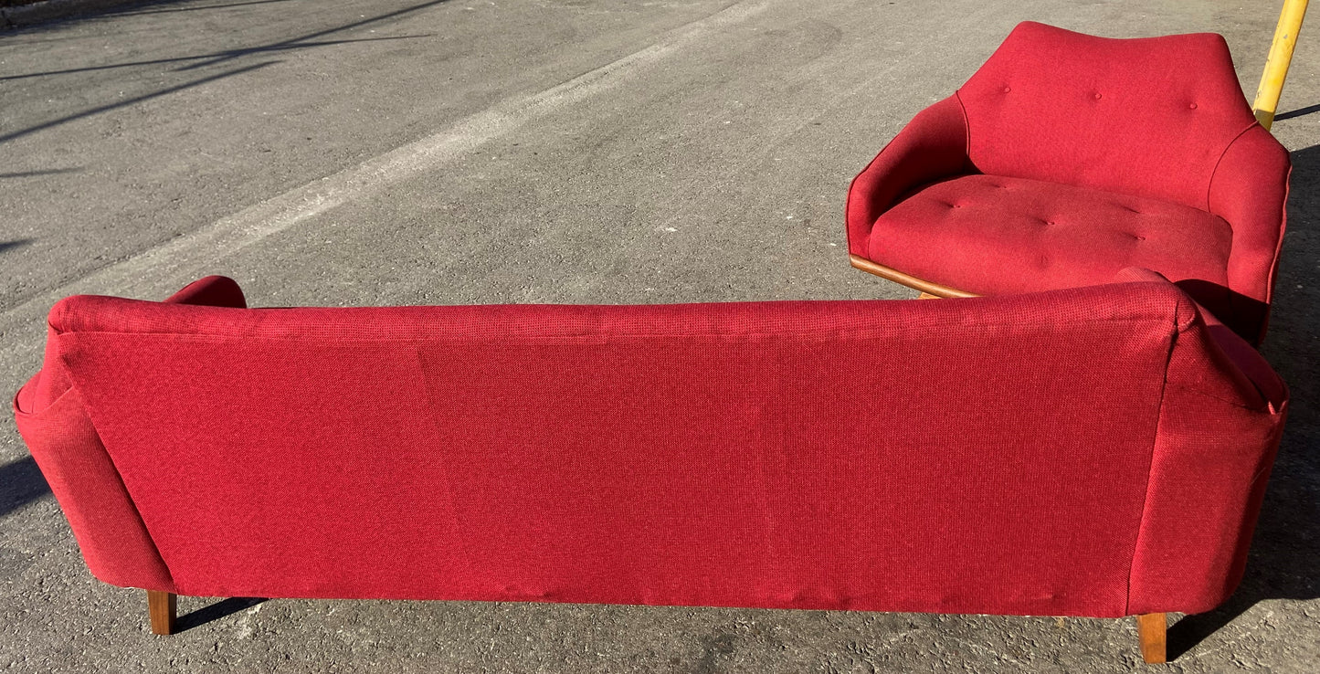 RESTORED Mid Century Modern A. Pearsall Style Gondola Sofa & Lounge Chair