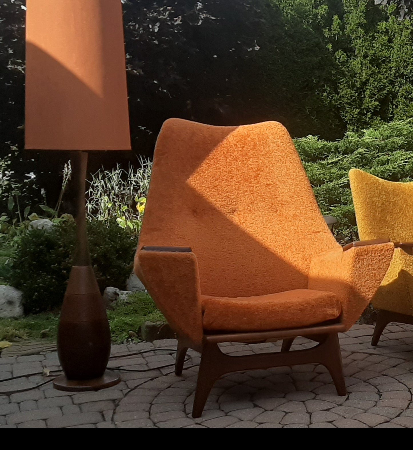 MCM High Back Lounge Chair in Walnut & Mohair attributed to Adrian Pearsall