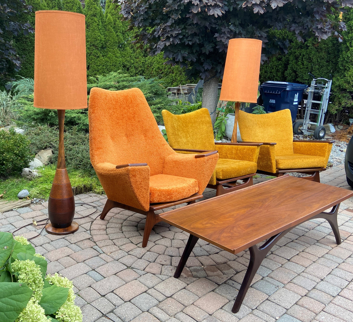 MCM High Back Lounge Chair in Walnut & Mohair attributed to Adrian Pearsall