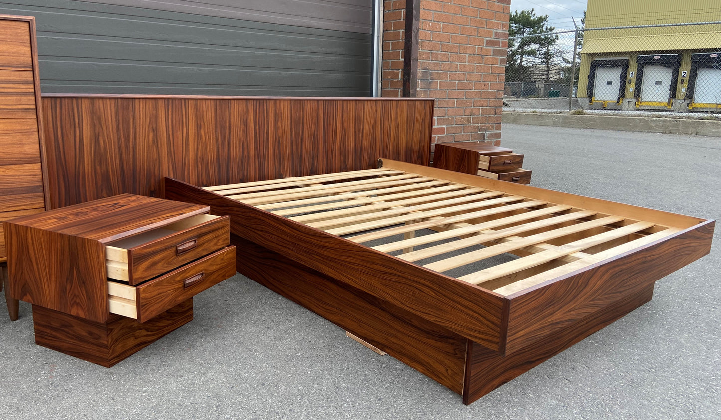 REFINISHED MCM Rosewood Dresser, Highboy & Queen Bed w Nightstands PERFECT