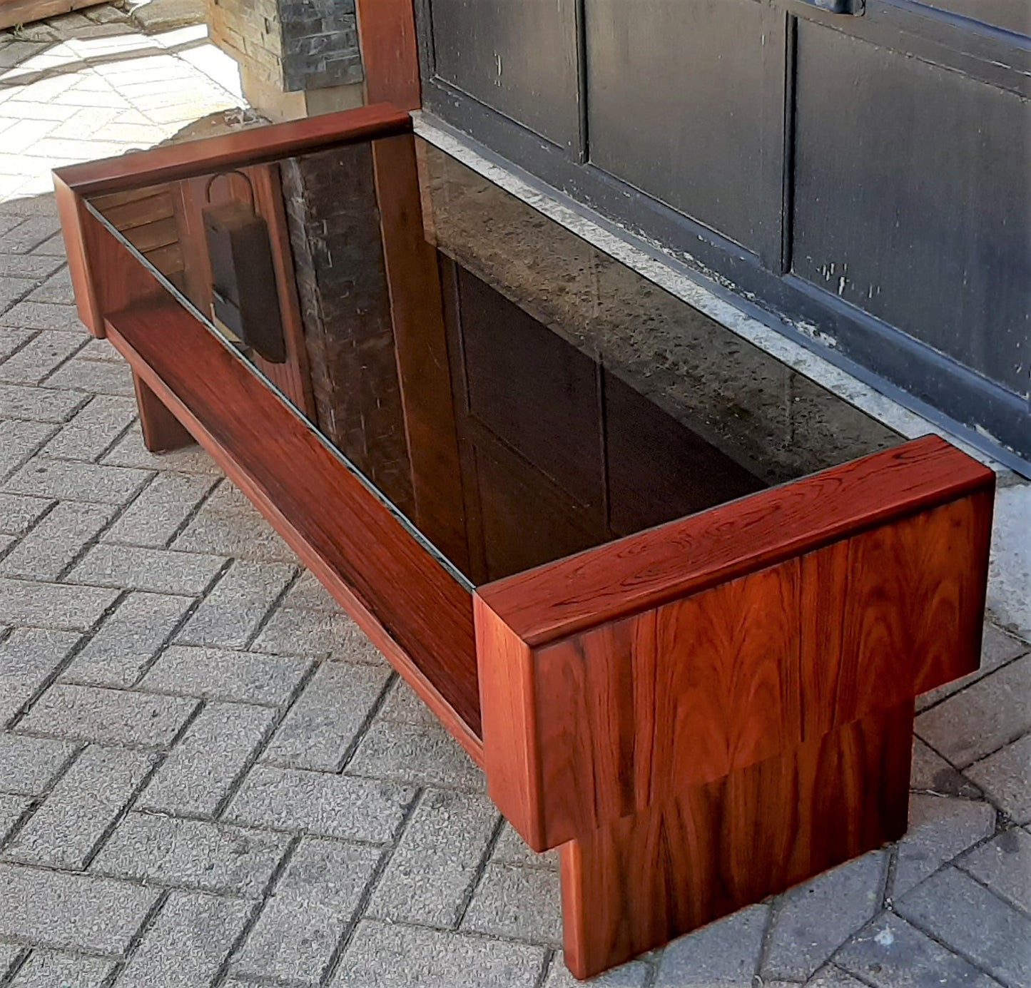RESTORED MCM Rosewood Coffee Table with tinted glass top, perfect