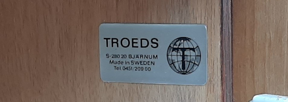 RESTORED Swedish MCM Rosewood Display by Troeds 51" with tinted glass door & lighting PERFECT