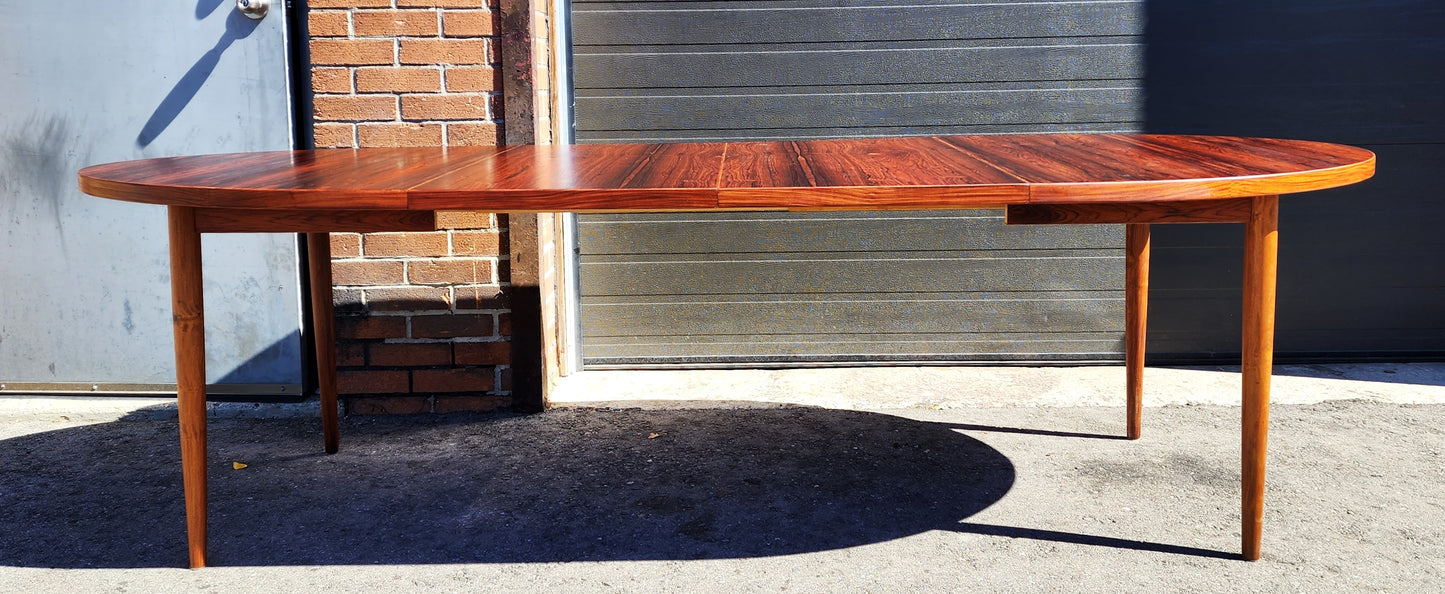 REFINISHED Mid Century Modern Rosewood Table Oval w 2 Leaves 60"-100"