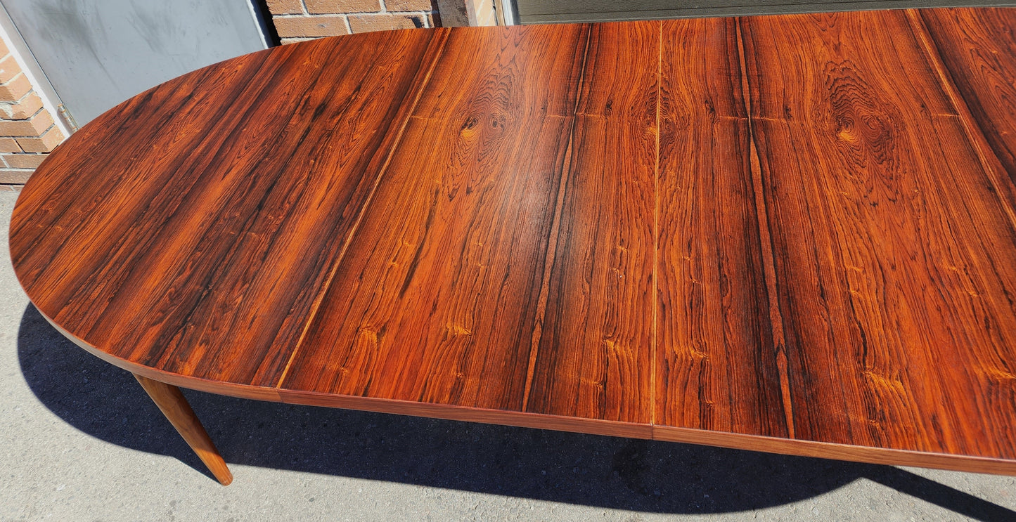REFINISHED Mid Century Modern Rosewood Table Oval w 2 Leaves 60"-100"