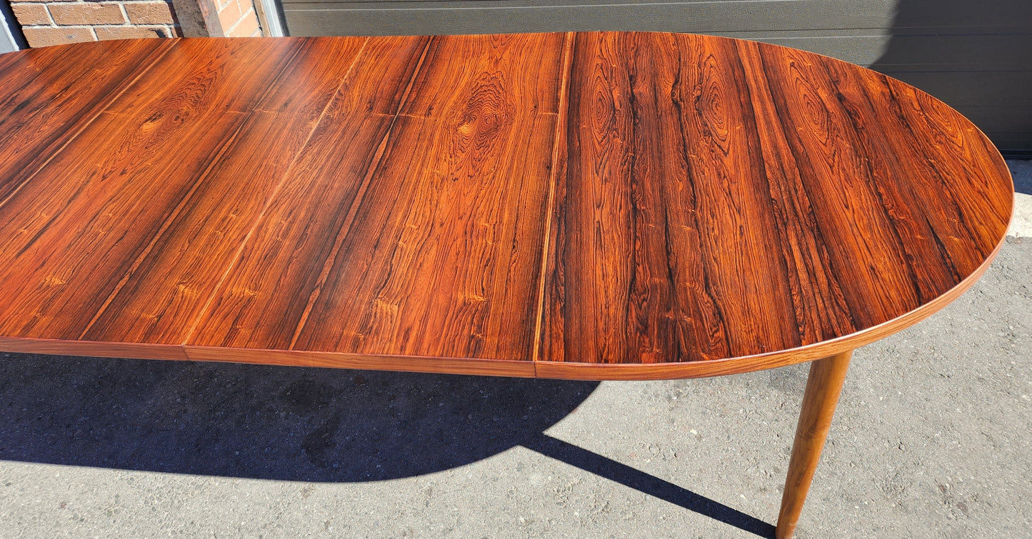 REFINISHED Mid Century Modern Rosewood Table Oval w 2 Leaves 60"-100"