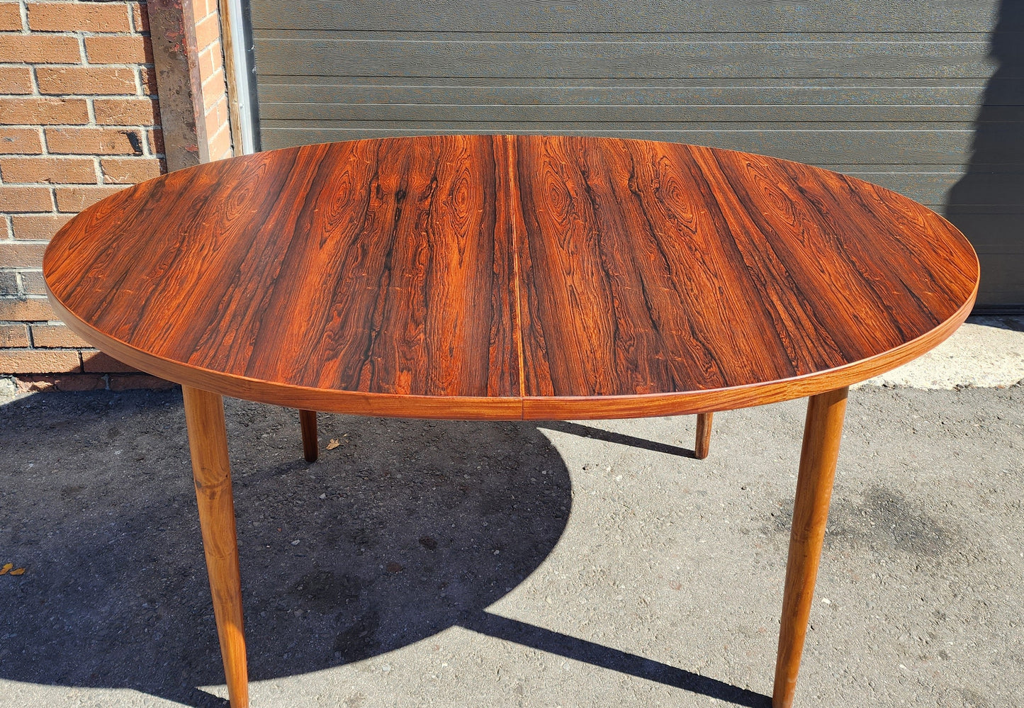 REFINISHED Mid Century Modern Rosewood Table Oval w 2 Leaves 60"-100"