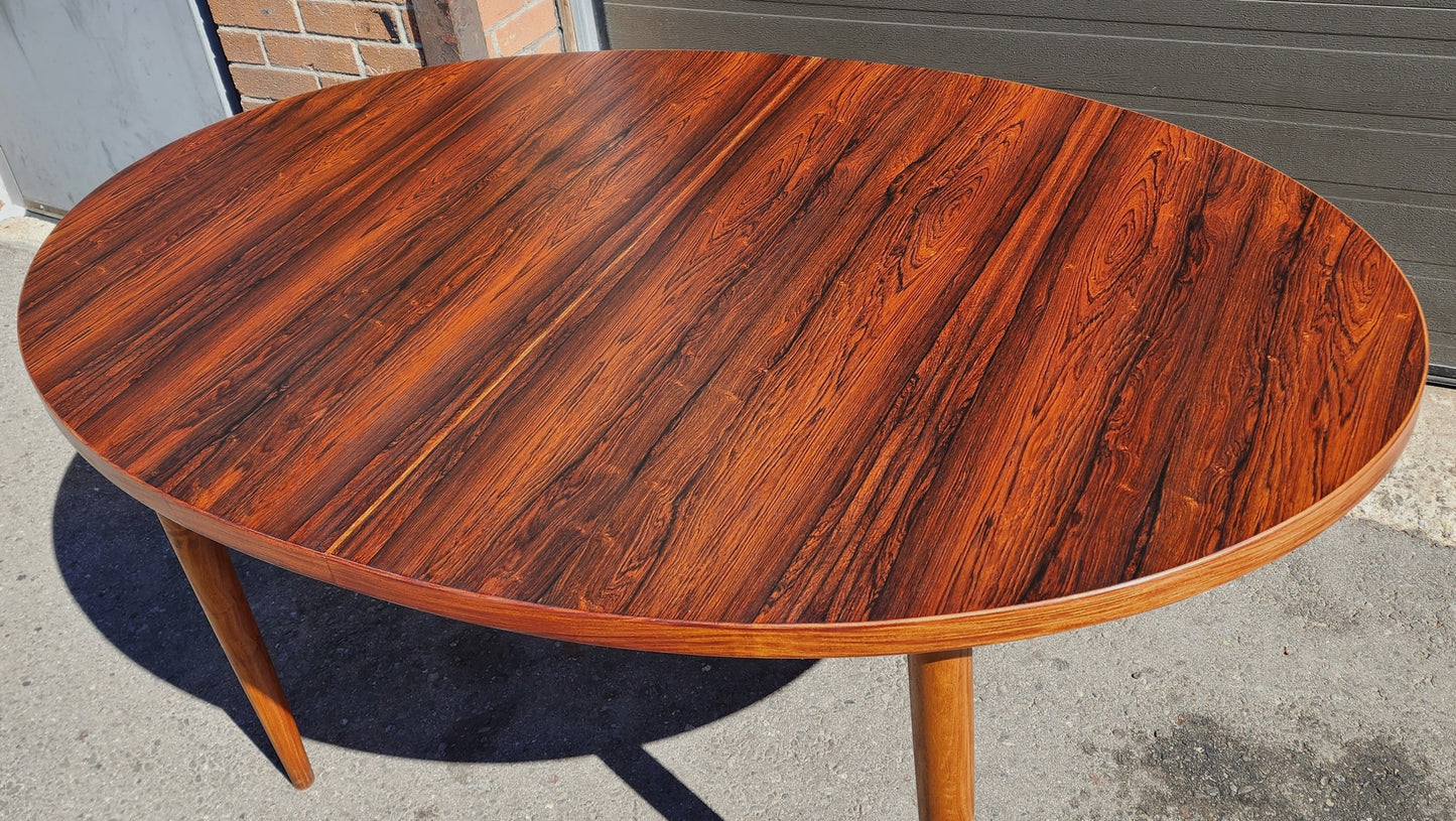 REFINISHED Mid Century Modern Rosewood Table Oval w 2 Leaves 60"-100"
