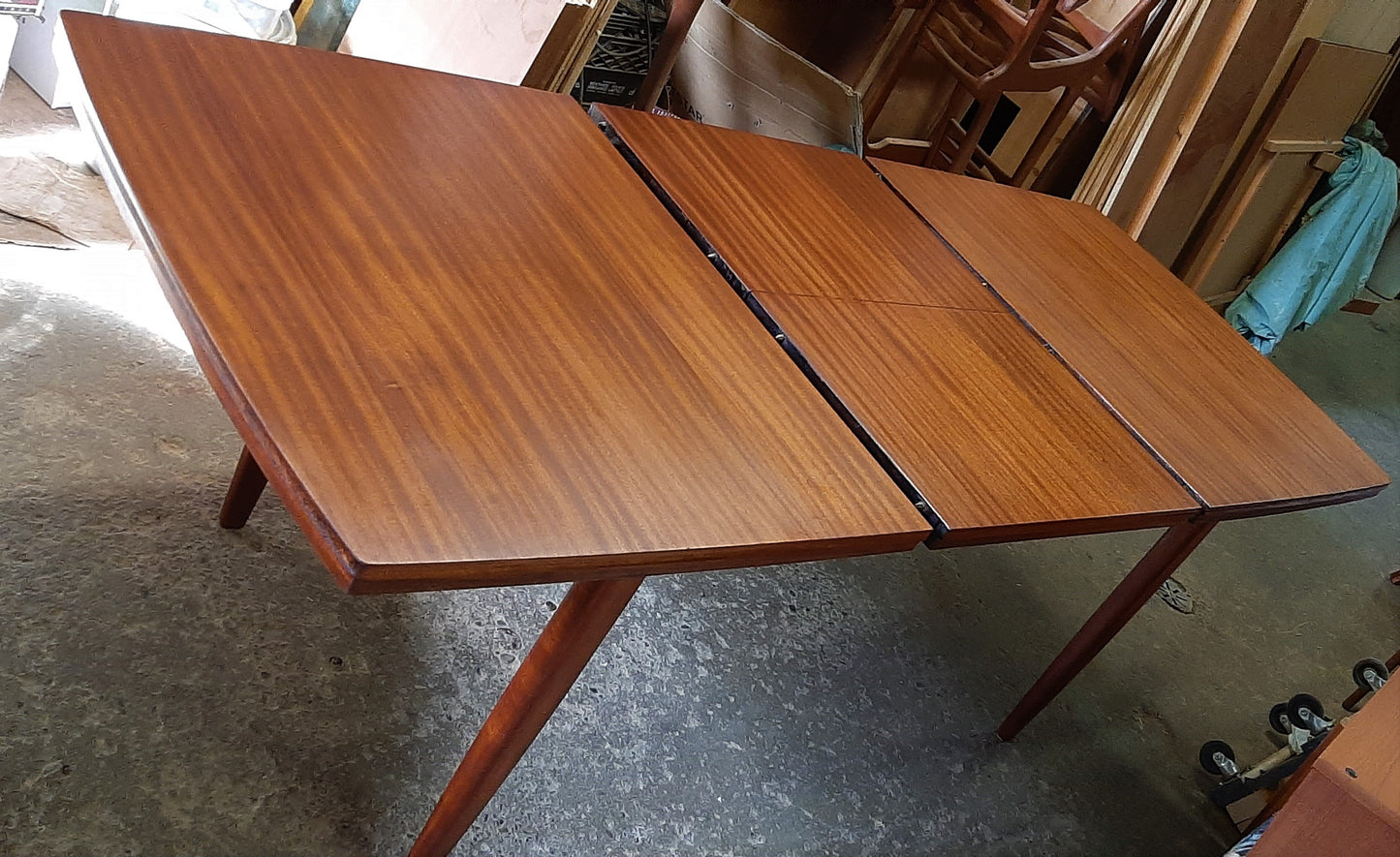 REFINISHED MCM Solid Teak Mahogany Table with butterfly extension 60"-84" PERFECT - Mid Century Modern Toronto