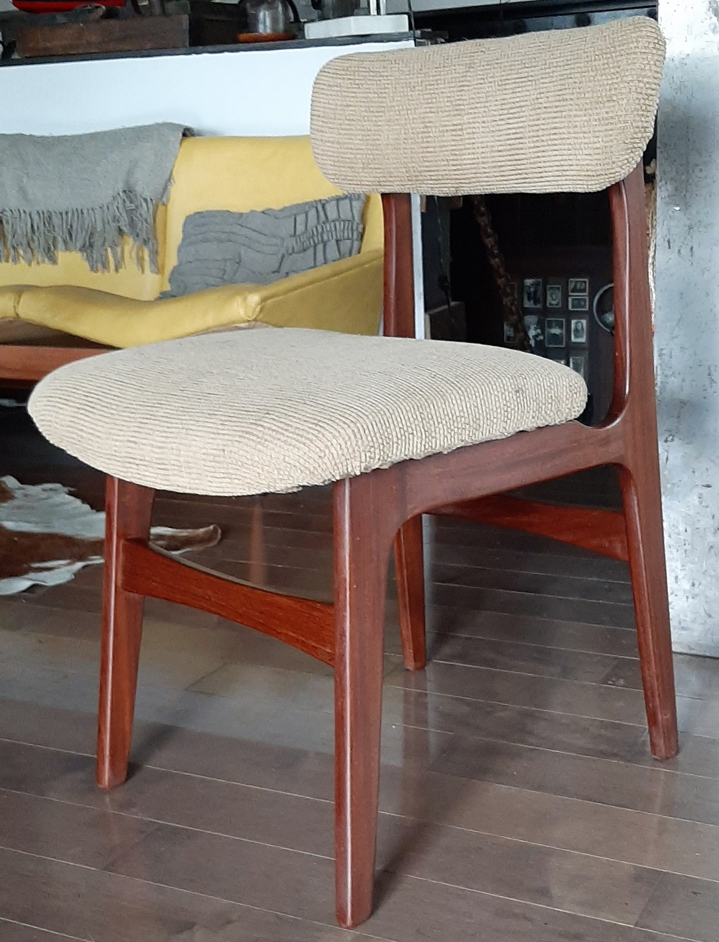 4 RESTORED MCM Solid Teak Chairs, ready for new upholstery, each $199 only - Mid Century Modern Toronto