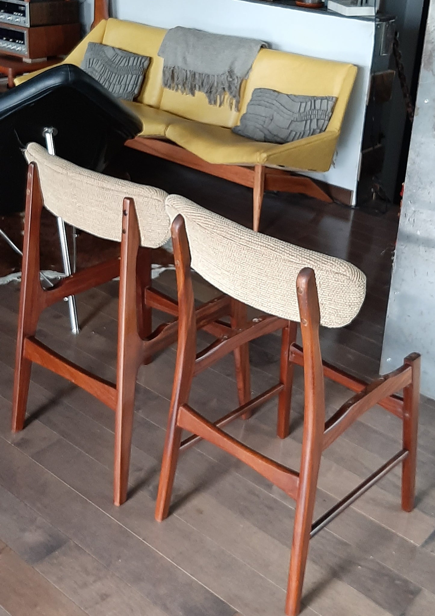 4 RESTORED MCM Solid Teak Chairs, ready for new upholstery, each $199 only - Mid Century Modern Toronto