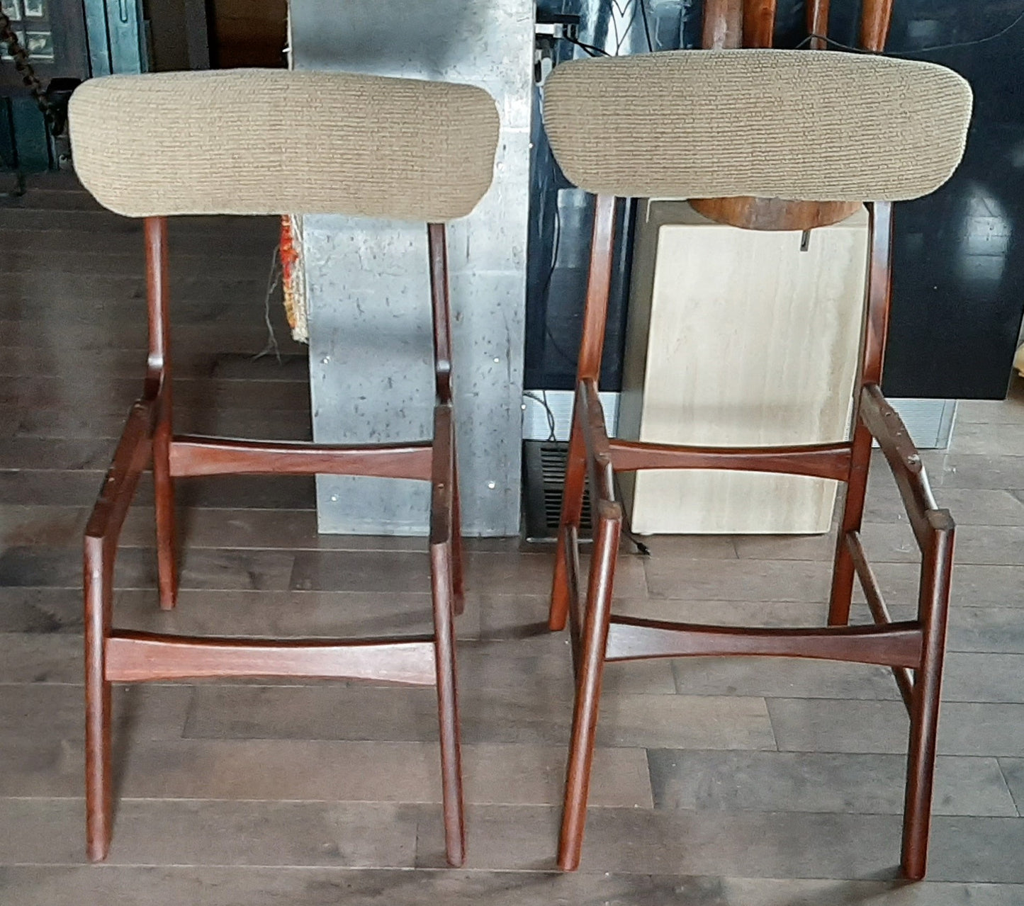 4 RESTORED MCM Solid Teak Chairs, ready for new upholstery, each $199 only - Mid Century Modern Toronto