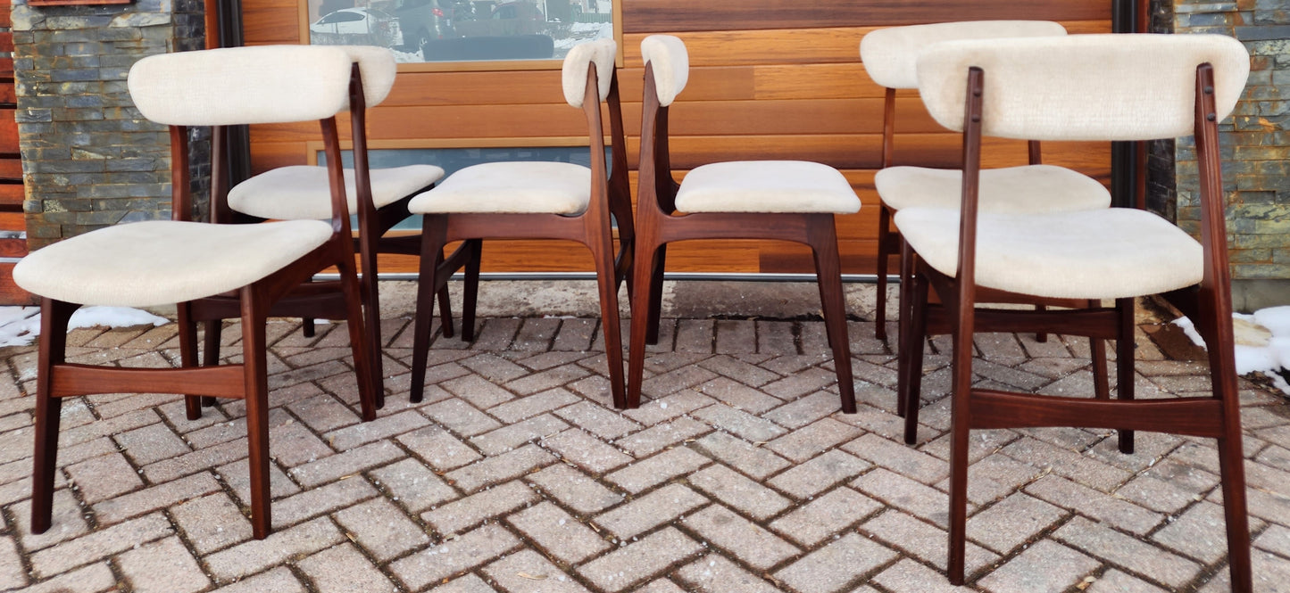 6 RESTORED Mid Century Modern Teak Chairs by R.Huber, will be Reupholstered