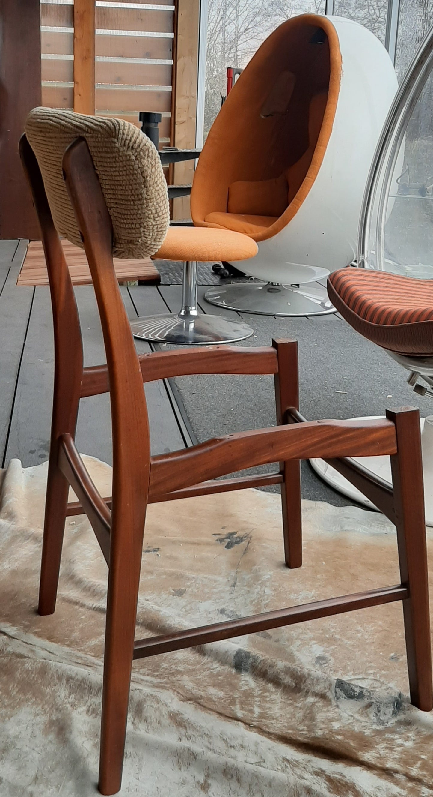 4 RESTORED MCM Solid Teak Chairs, ready for new upholstery, each $199 only - Mid Century Modern Toronto