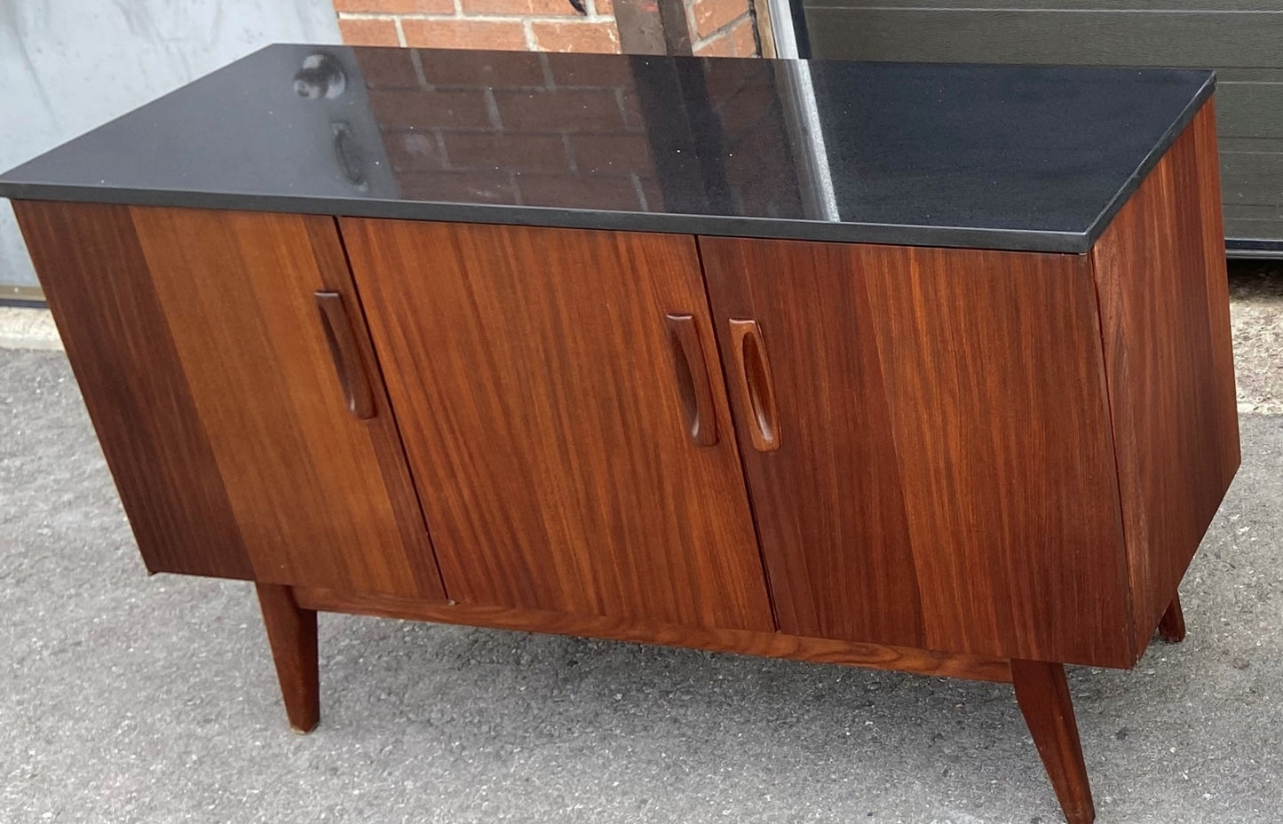 REFINISHED Mid Century Modern SOLID TEAK Buffet 49" w Stone Top