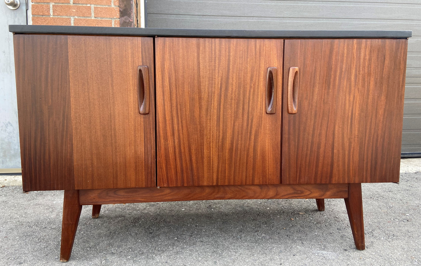REFINISHED Mid Century Modern SOLID TEAK Buffet 49" w Stone Top