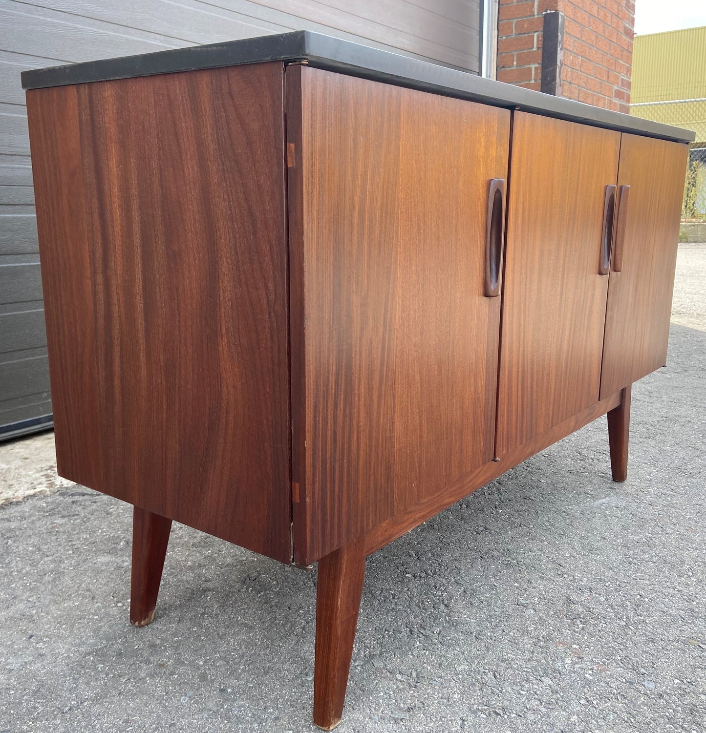 REFINISHED Mid Century Modern SOLID TEAK Buffet 49" w Stone Top