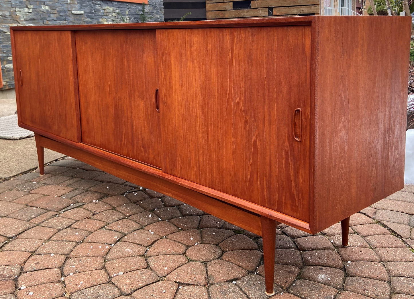 REFINISHED MCM Teak Sideboard Buffet Media Console, Perfect