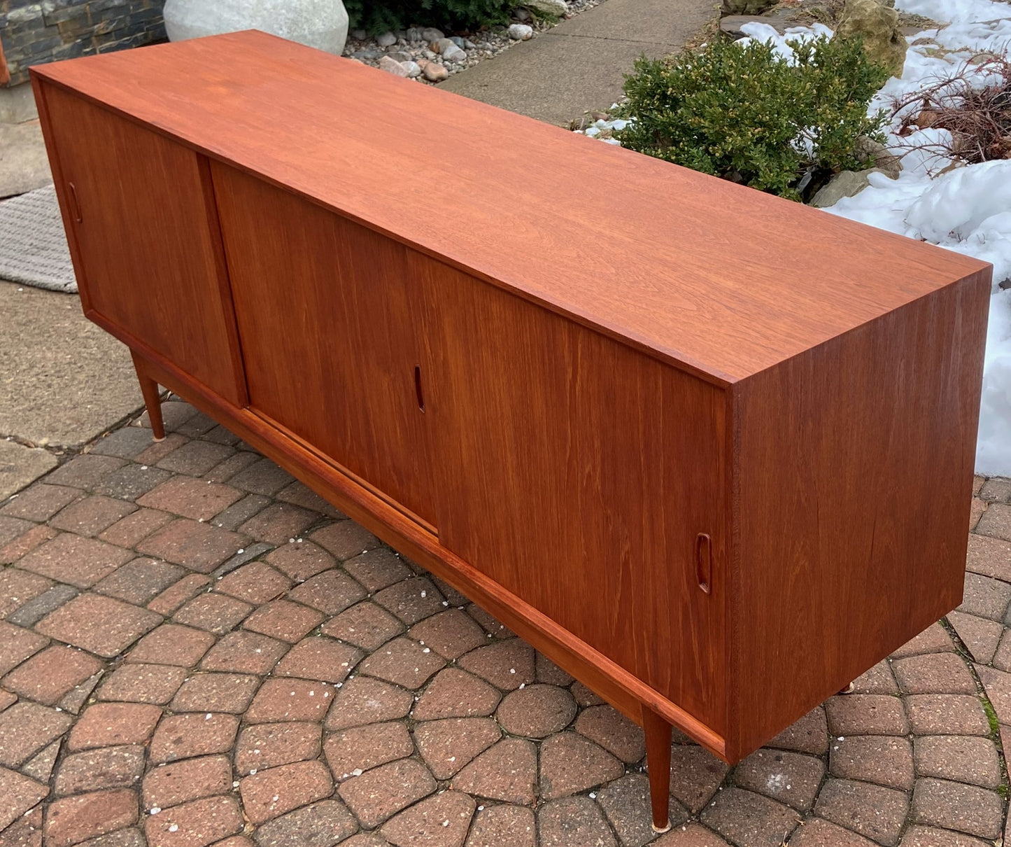 REFINISHED MCM Teak Sideboard Buffet Media Console, Perfect