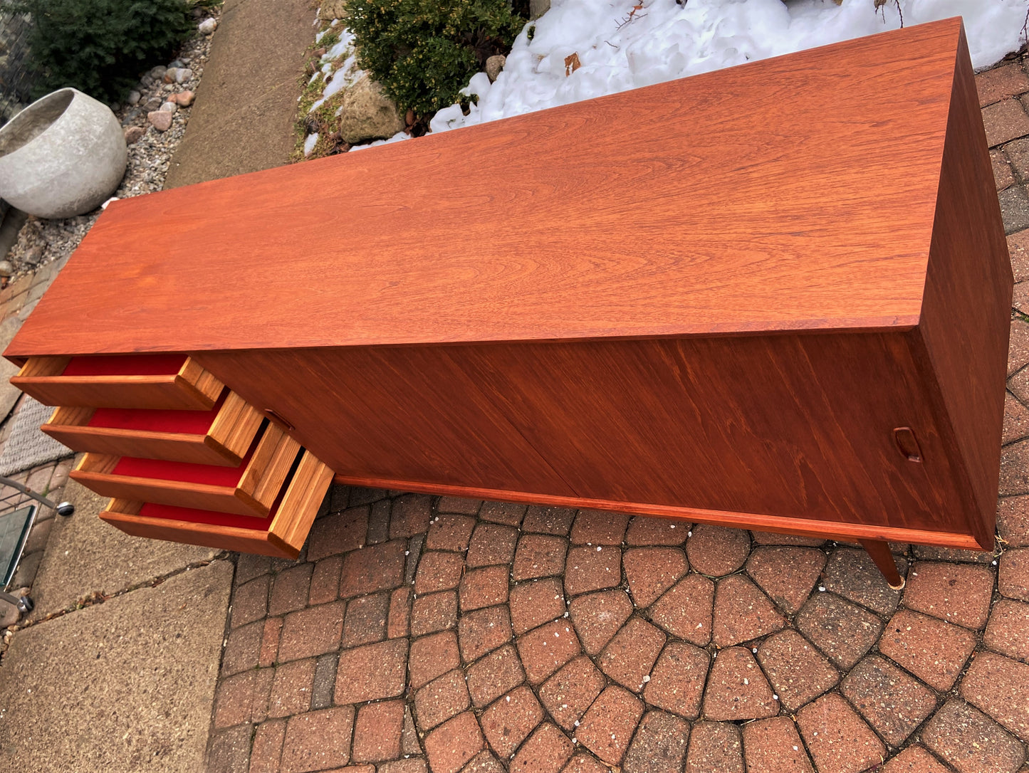 REFINISHED MCM Teak Sideboard Buffet Media Console, Perfect