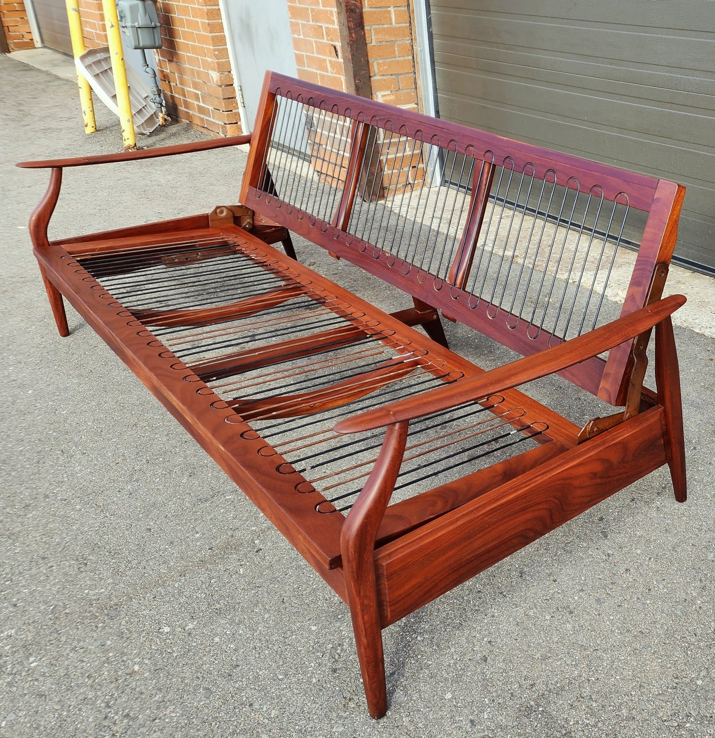 Choose Fabric***REFINISHED Mid Century Modern Solid Teak Sofa - Bed