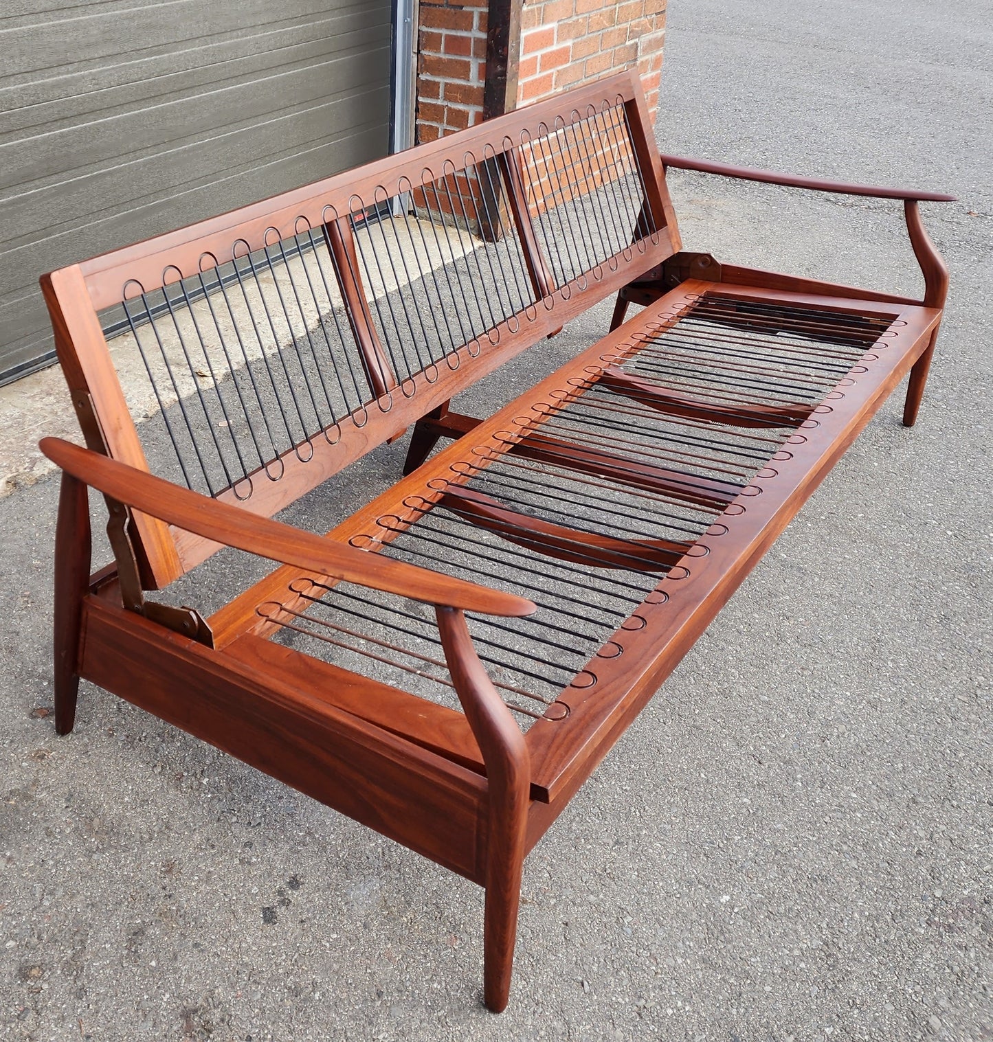 Choose Fabric***REFINISHED Mid Century Modern Solid Teak Sofa - Bed