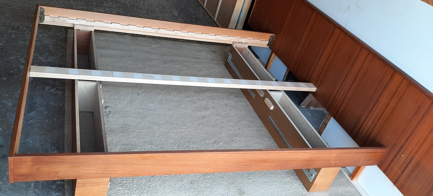 RESERVED for Martin H.*** REFINISHED MCM Teak Bed w floating nightstands & storage Queen - Mid Century Modern Toronto