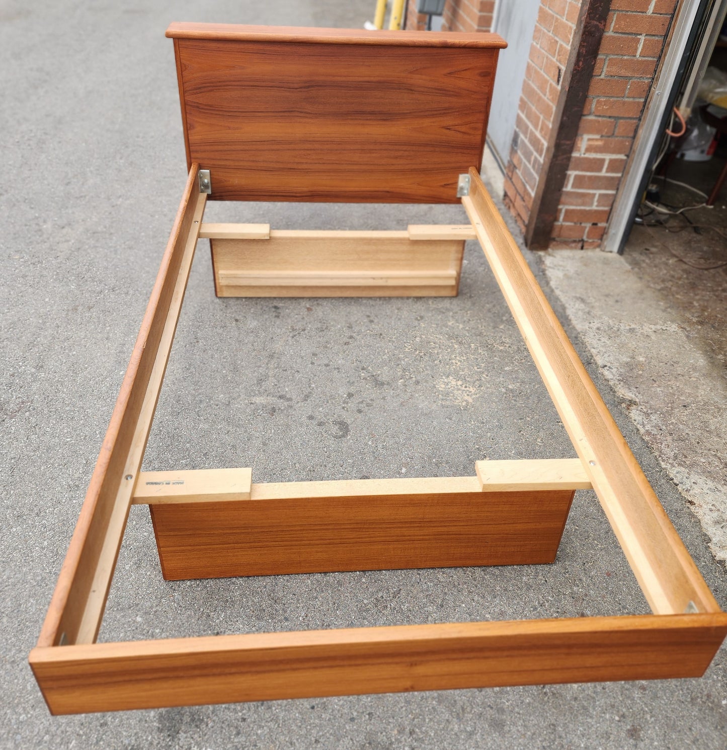 REFINISHED MCM Teak Platform Bed Single w Storage Drawer & Nightstand, Perfect