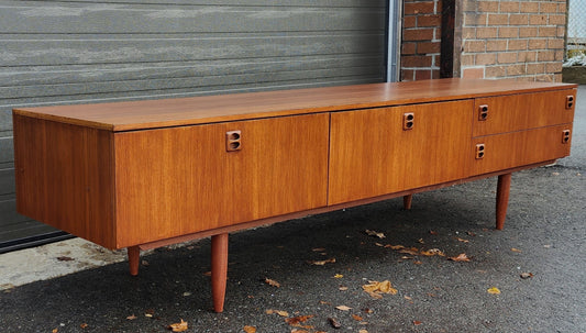 REFINISHED Danish Mid Century Modern Teak Console 94" wide & low
