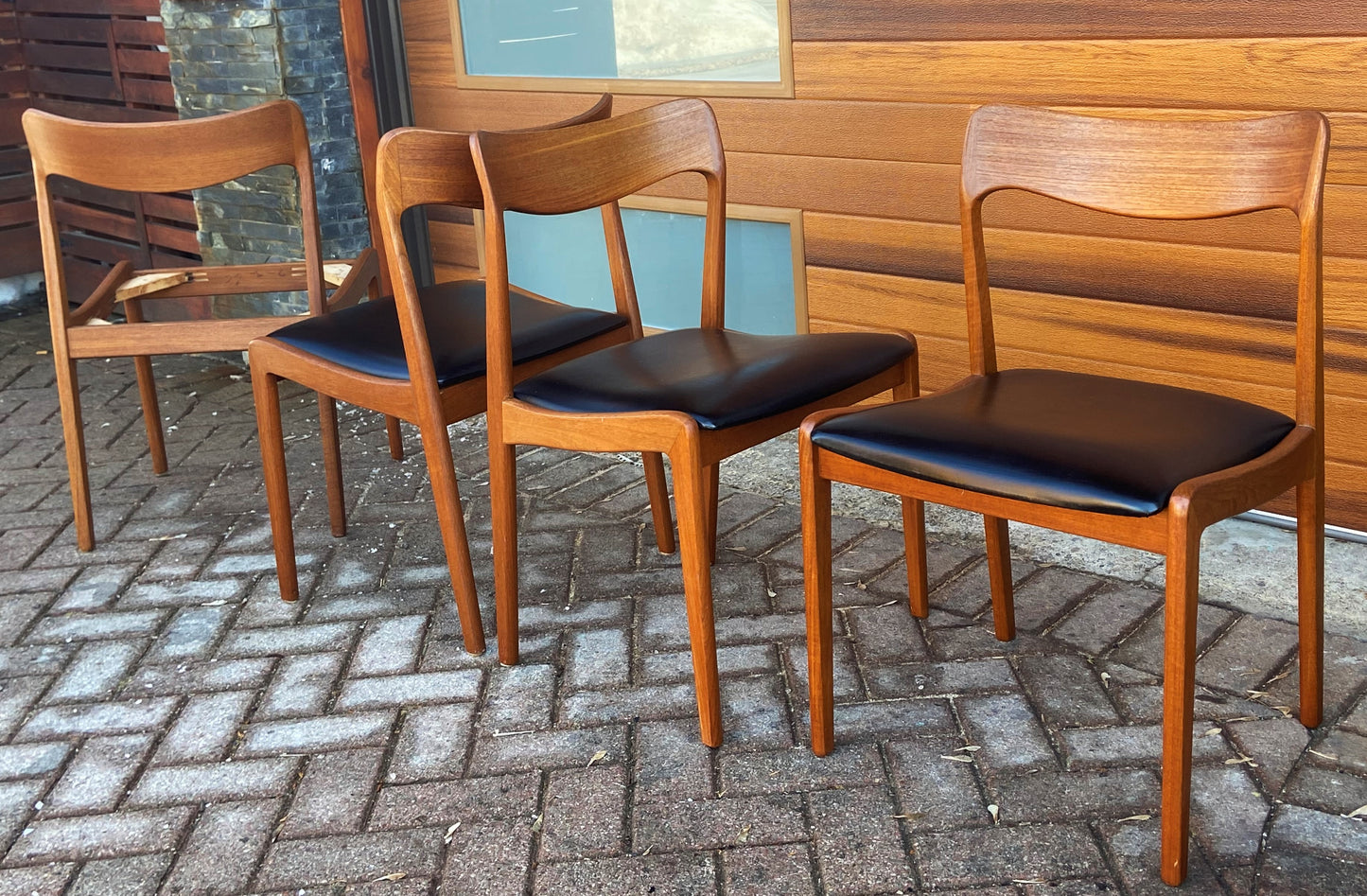 4 RESTORED Danish Mid Century Modern Teak Chairs, Moller style