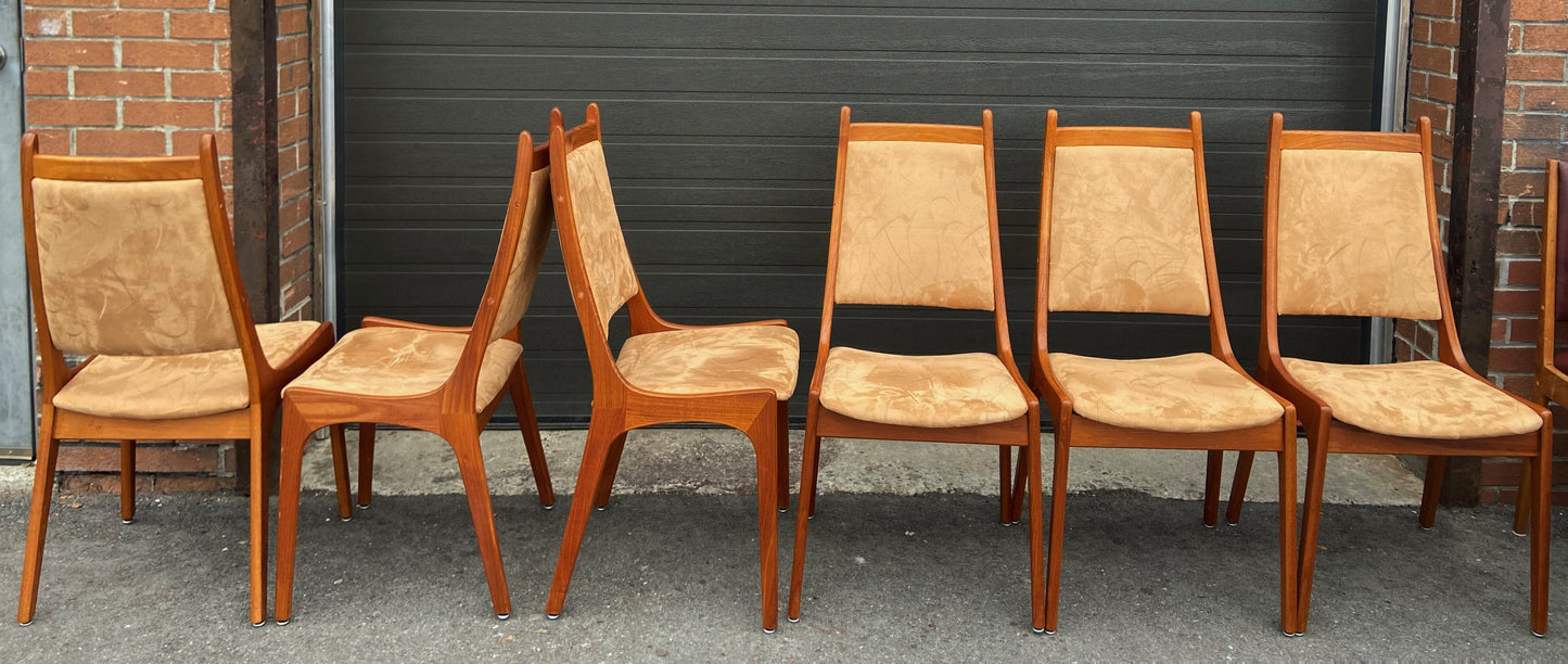 6 RESTORED Mid Century Modern Teak Chairs High Back