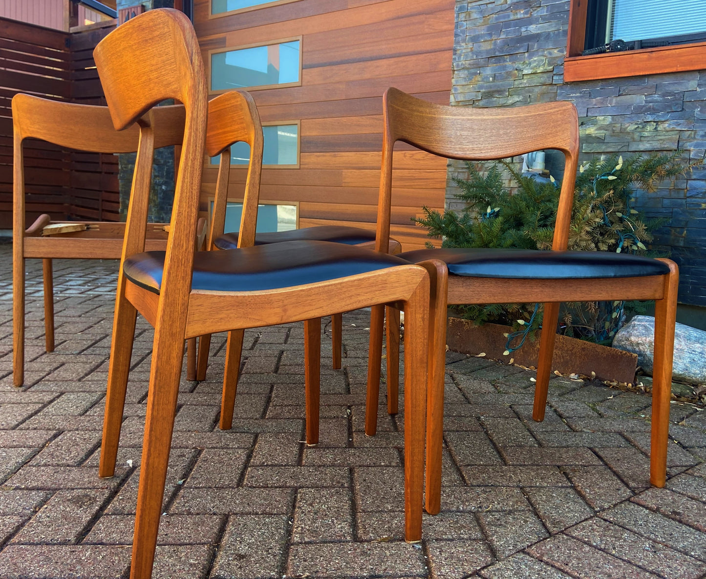 4 RESTORED Danish Mid Century Modern Teak Chairs, Moller style