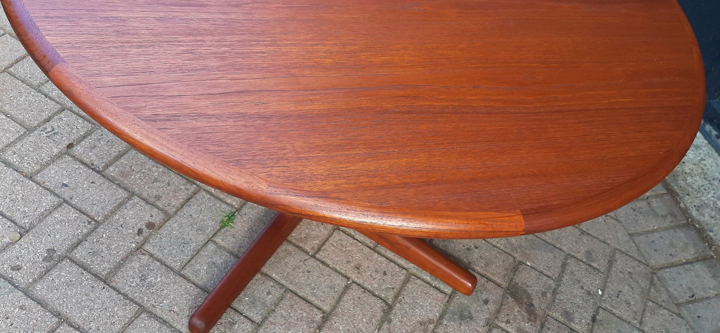 REFINISHED MCM Teak Dining Table Round to Oval w 1 leaf 48" - 68"
