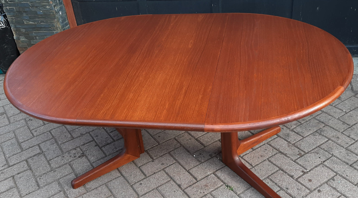REFINISHED MCM Teak Dining Table Round to Oval w 1 leaf 48" - 68"