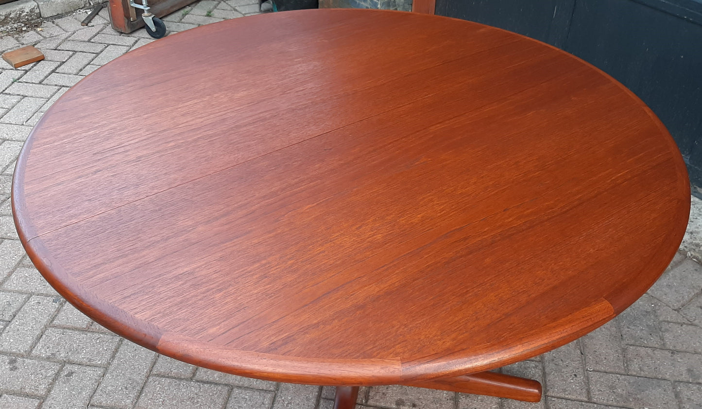 REFINISHED MCM Teak Dining Table Round to Oval w 1 leaf 48" - 68"