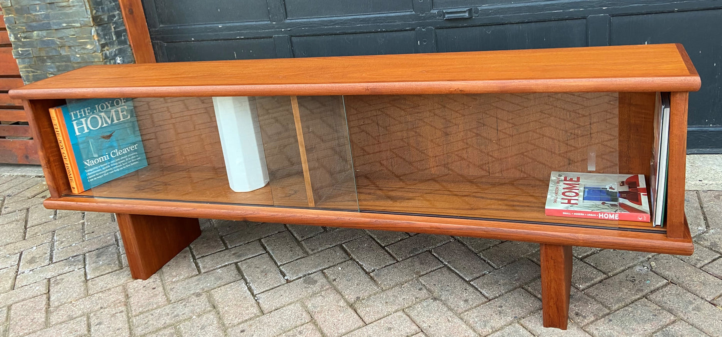 REFINISHED Danish MCM Teak Display TV Console Bench 73.5" PERFECT, low