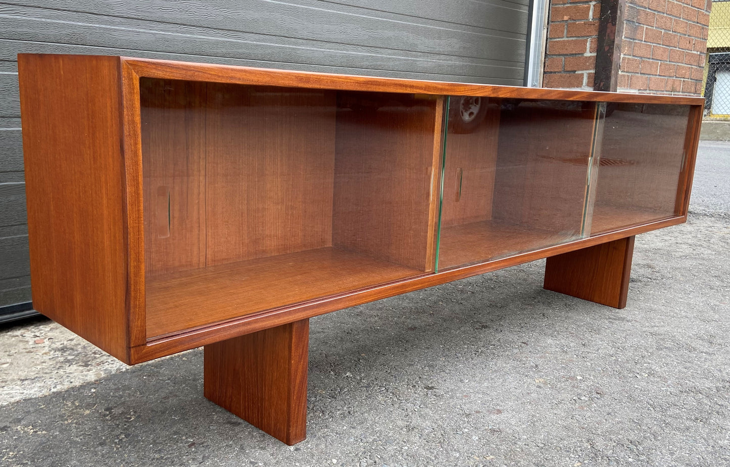 REFINISHED Mid Century Modern Teak Bookcase Display 72"
