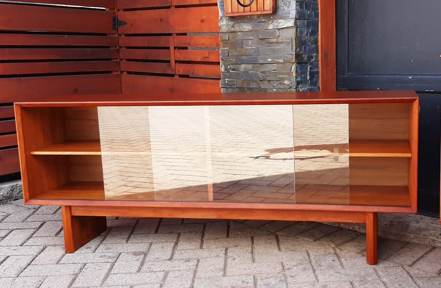 REFINISHED MCM  Teak Display Bookcase 5 ft PERFECT