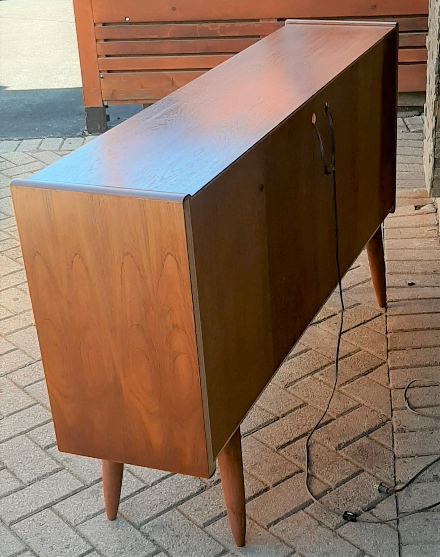 REFINISHED MCM Teak Display Bookcase Record Cabinet with Lighting 5 ft PERFECT