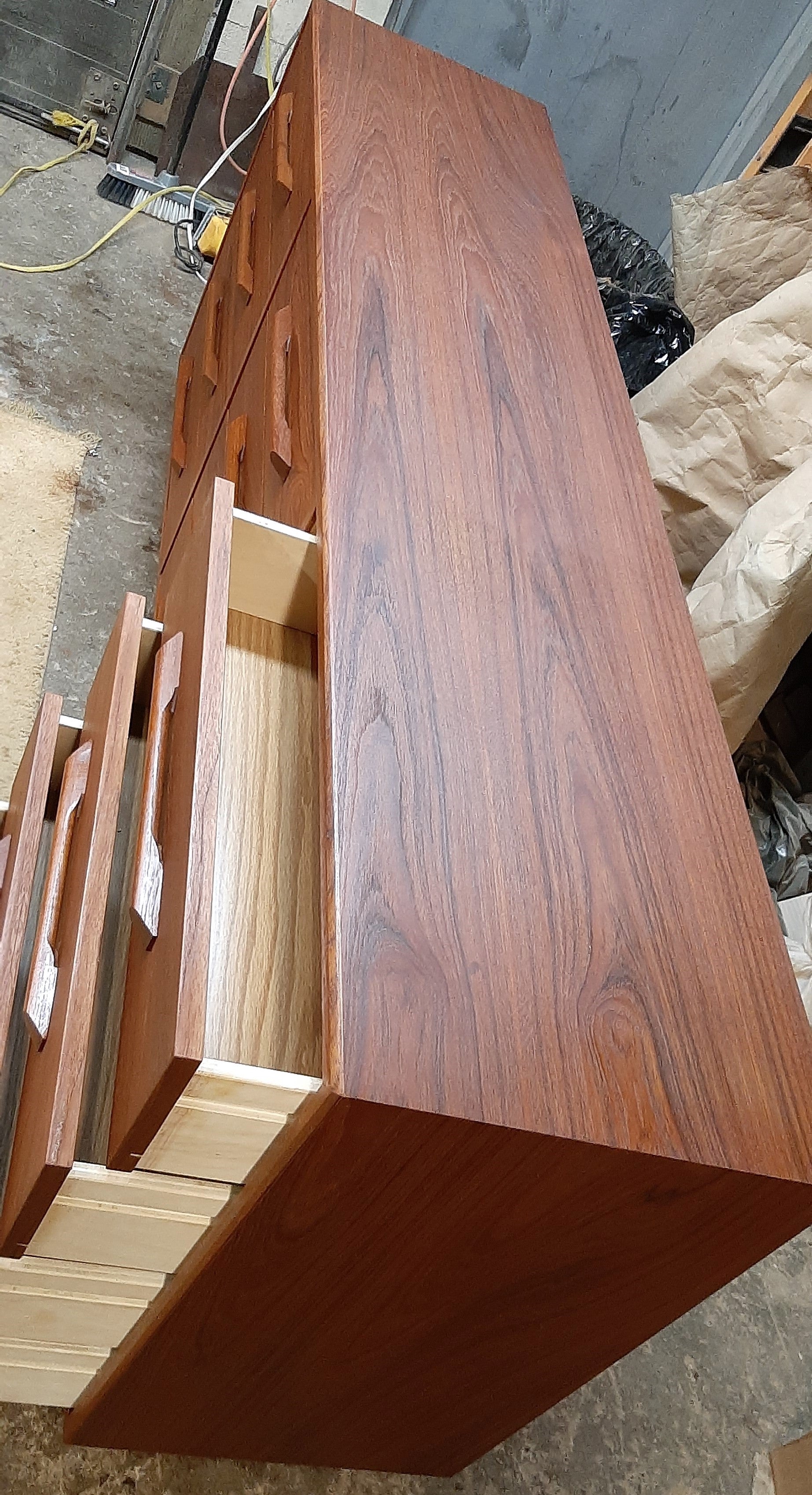 REFINISHED MCM Teak Dresser 12 Drawers, 75", narrow, PERFECT - Mid Century Modern Toronto