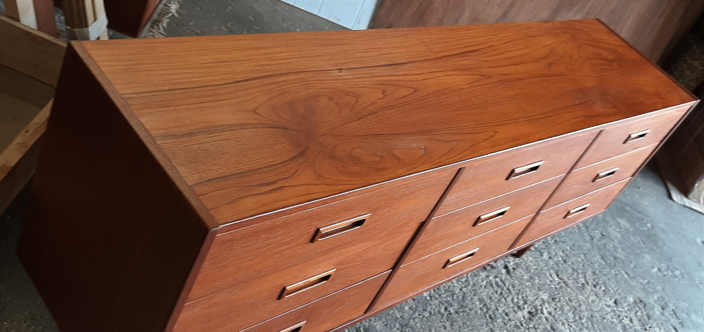 REFINISHED MCM Teak Dresser 9 Drawers, 69", narrow and low - Mid Century Modern Toronto