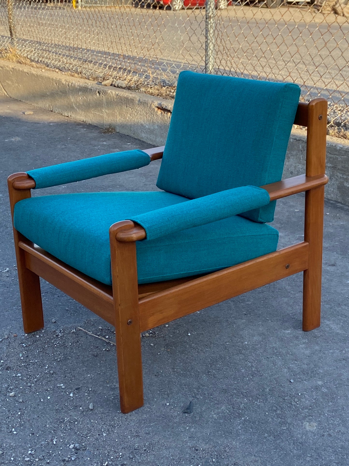REFINISHED Mid-Century Modern Teak Lounge Armchair, No Cushions