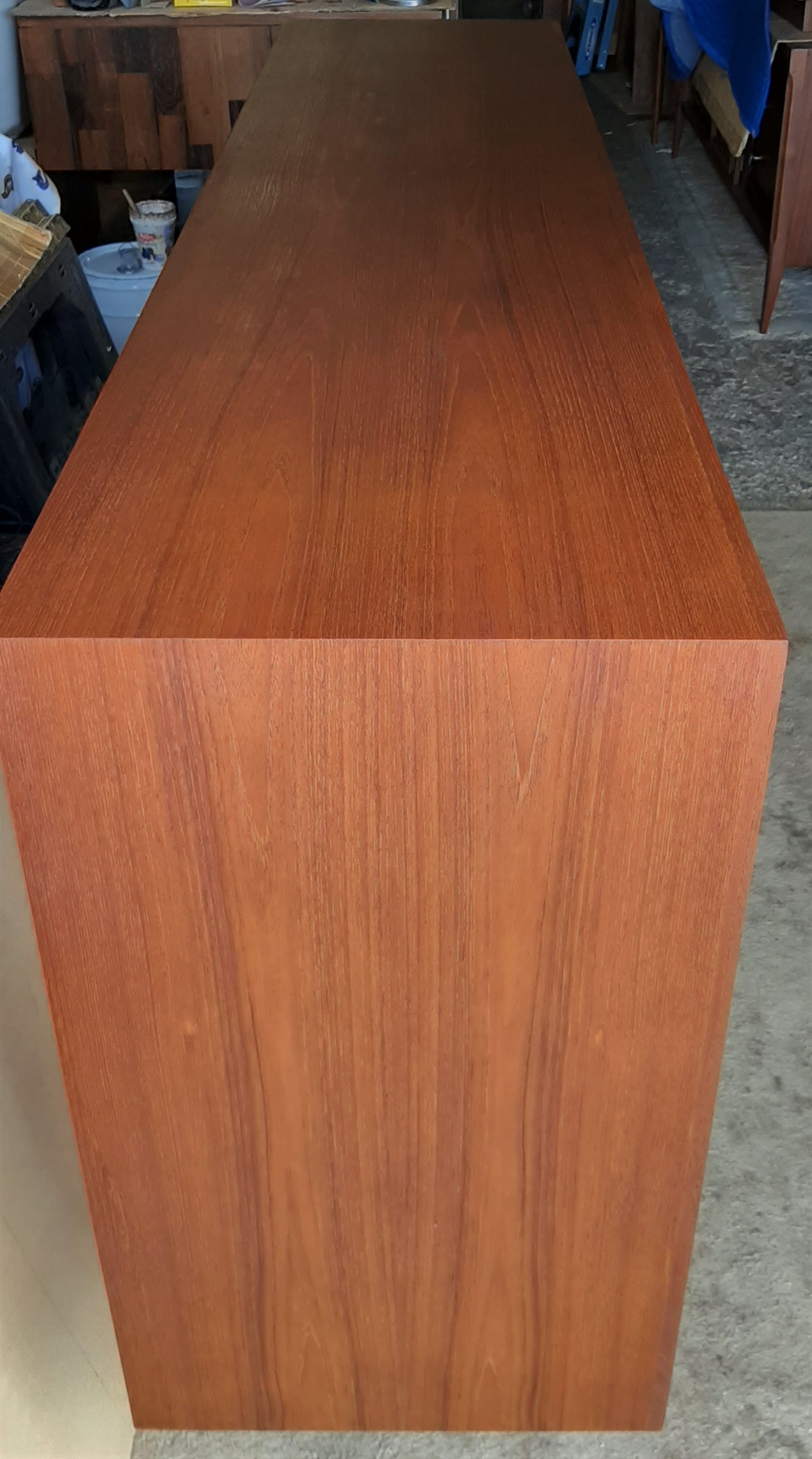 REFINISHED MCM Teak Media Console or High Sideboard Display 79", PERFECT