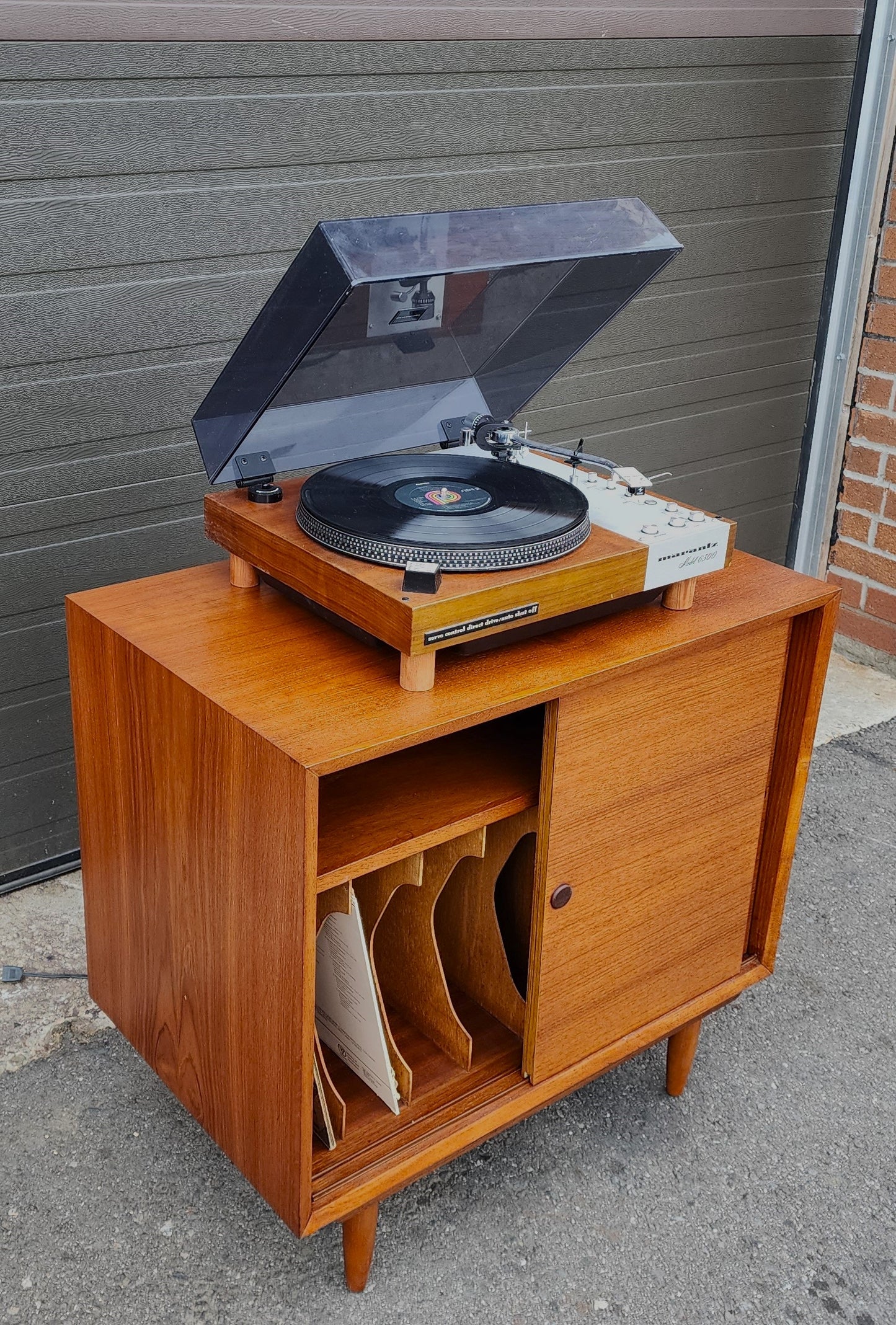 REFINISHED Mid Century Modern Teak Record Cabinet