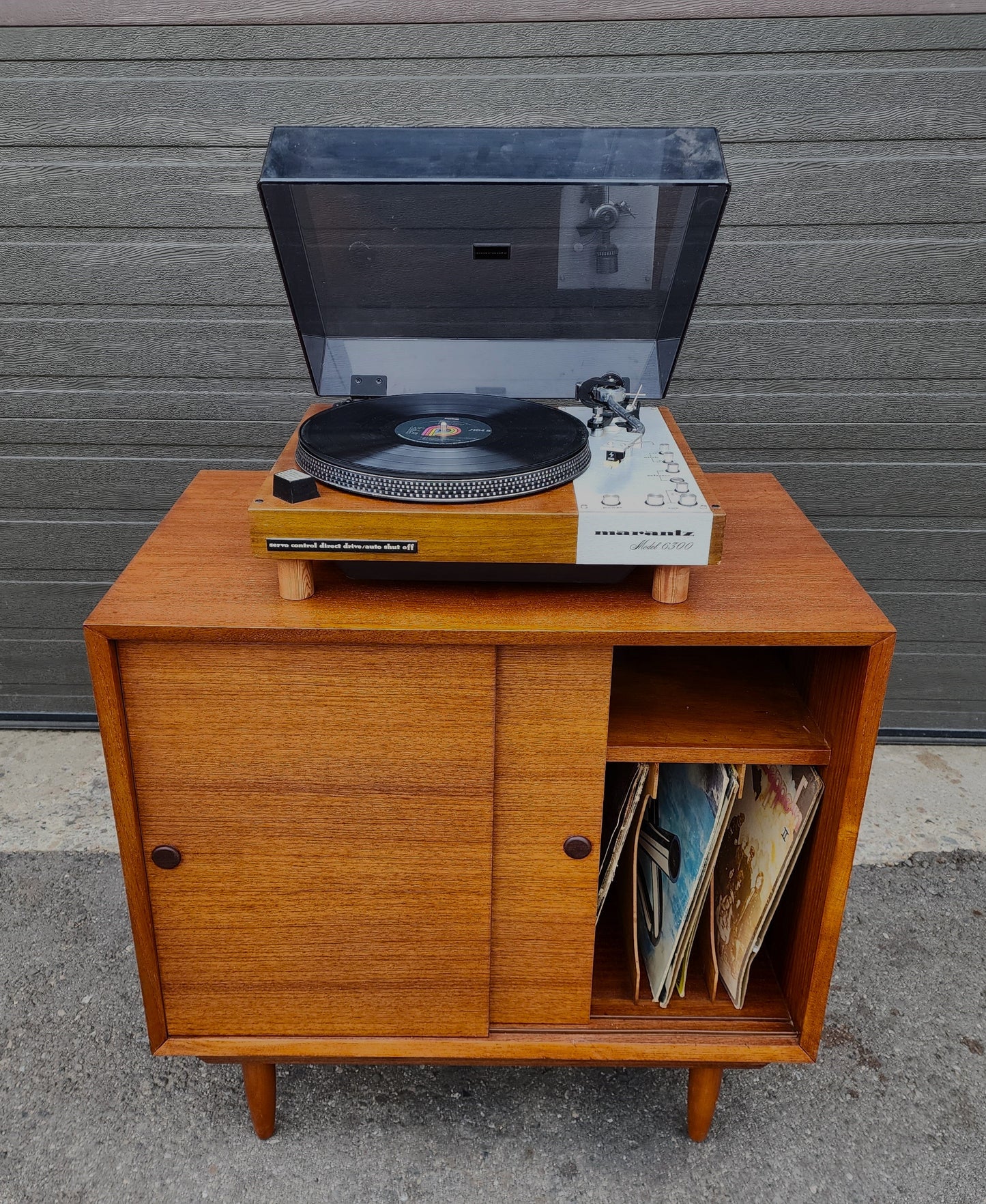 REFINISHED Mid Century Modern Teak Record Cabinet