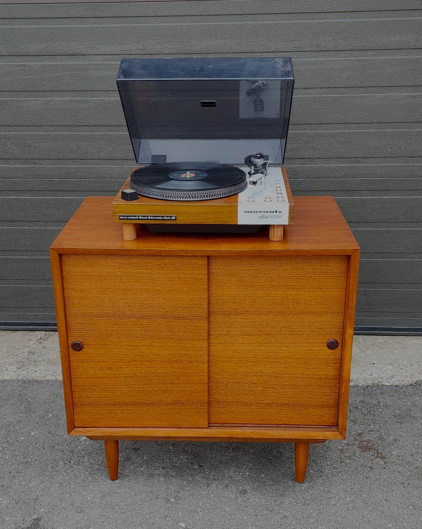 REFINISHED Mid Century Modern Teak Record Cabinet