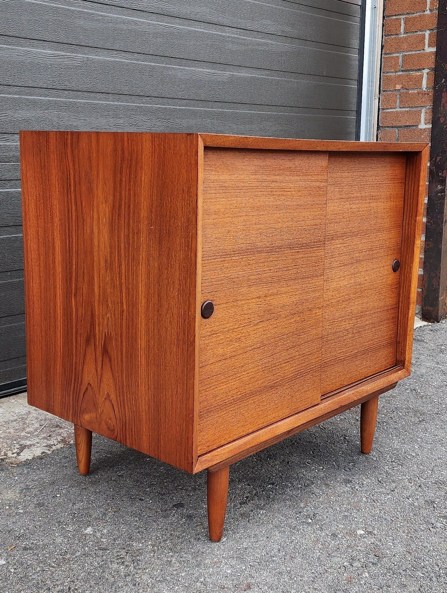 REFINISHED Mid Century Modern Teak Record Cabinet